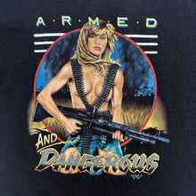 Load image into Gallery viewer, 3D EMBLEM &#39;ARMED AND DANGEROUS&#39; &#39;90 T-SHIRT