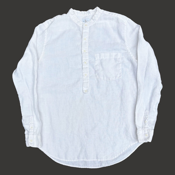 CALVIN KLEIN 90'S BAND COLLAR LINEN SHIRT