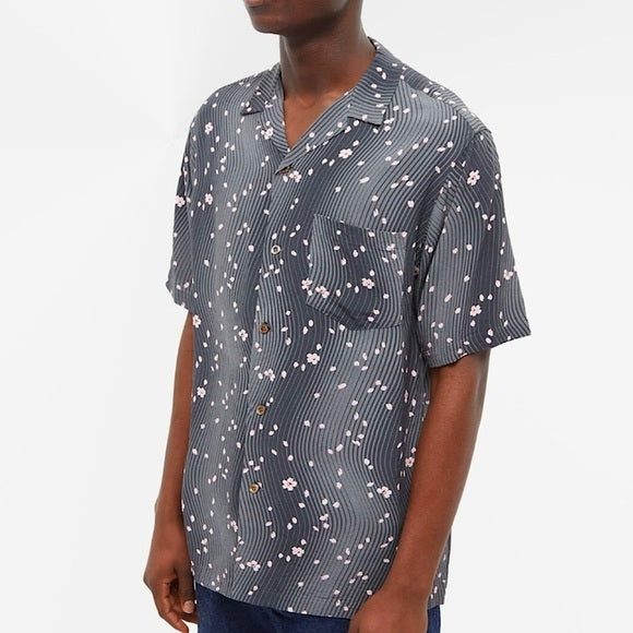 BLUE BLUE JAPAN CAMP COLLAR CREPE S/S SHIRT