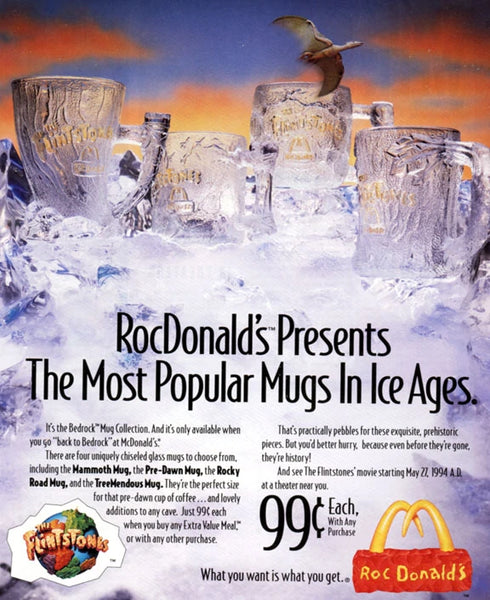THE FLINTSTONES McDONALD'S '93 GLASS MUG